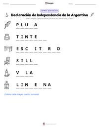 Vista previa de la hoja de trabajo imprimible de Declaración de Independencia de la Argentina