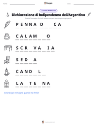 Anteprima della scheda stampabile di Dichiarazione di Indipendenza dell'Argentina