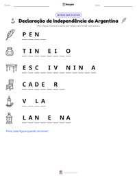 Prévia da folha de atividades imprimível Declaração de Independência da Argentina