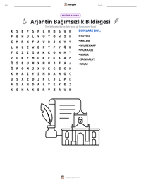 Arjantin Bağımsızlık Bildirgesi yazdırılabilir çalışma sayfası önizlemesi