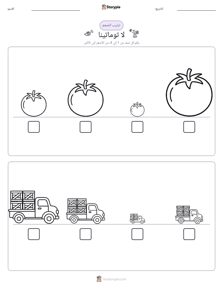 ترتيب الحجم