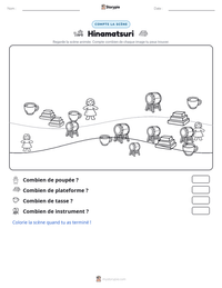 Aperçu de la feuille de travail imprimable Hinamatsuri
