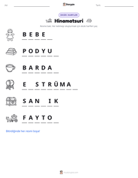 Hinamatsuri yazdırılabilir çalışma sayfası önizlemesi