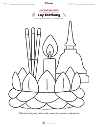 Prabaca lembar kerja cetak Loy Krathong