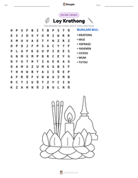 Loy Krathong yazdırılabilir çalışma sayfası önizlemesi
