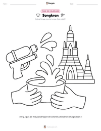 Aperçu de la feuille de travail imprimable Songkran