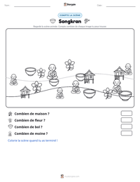 Aperçu de la feuille de travail imprimable Songkran