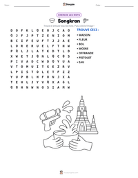 Aperçu de la feuille de travail imprimable Songkran