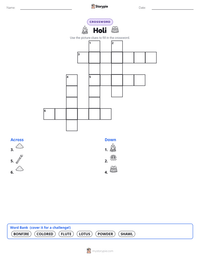 Holi printable worksheet preview