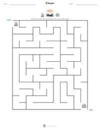 Holi printable worksheet preview