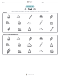 Holi printable worksheet preview