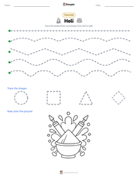 Holi printable worksheet preview