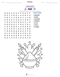 Holi printable worksheet preview