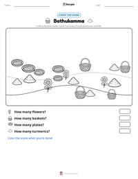 Bathukamma printable worksheet preview