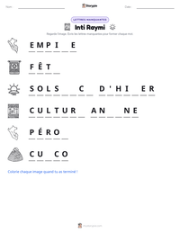 Aperçu de la feuille de travail imprimable Inti Raymi