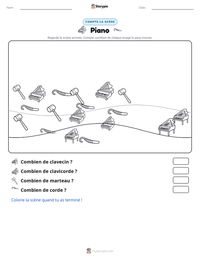 Aperçu de la feuille de travail imprimable Piano