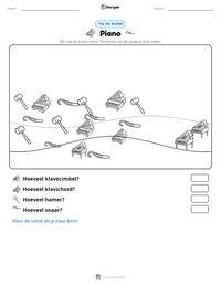 Piano afdrukbare werkblad voorbeeld