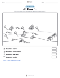 Prévia da folha de atividades imprimível Piano