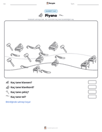 Piyano yazdırılabilir çalışma sayfası önizlemesi