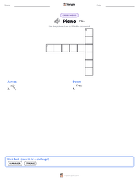 Piano printable worksheet preview