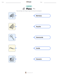Aperçu de la feuille de travail imprimable Piano