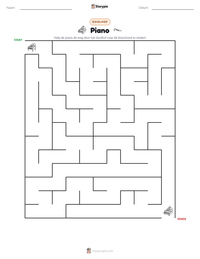 Piano afdrukbare werkblad voorbeeld