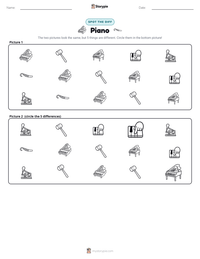 Piano printable worksheet preview