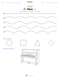 Piano printable worksheet preview