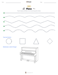 Aperçu de la feuille de travail imprimable Piano