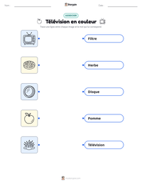 Aperçu de la feuille de travail imprimable Télévision en couleur
