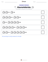 Kleurentelevisie afdrukbare werkblad voorbeeld
