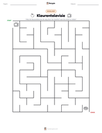 Kleurentelevisie afdrukbare werkblad voorbeeld
