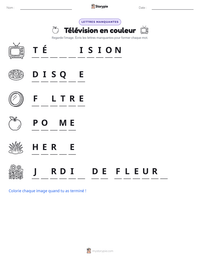Aperçu de la feuille de travail imprimable Télévision en couleur