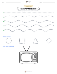 Kleurentelevisie afdrukbare werkblad voorbeeld