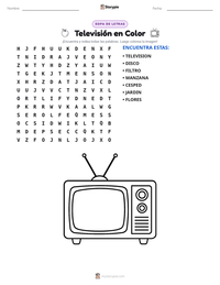 Vista previa de la hoja de trabajo imprimible de Televisión en Color