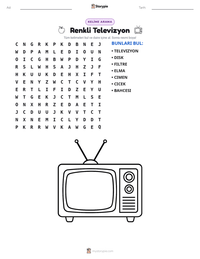 Renkli Televizyon yazdırılabilir çalışma sayfası önizlemesi