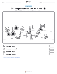 Wegennetwerk van de Inca's afdrukbare werkblad voorbeeld