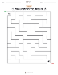 Wegennetwerk van de Inca's afdrukbare werkblad voorbeeld