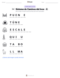 Vista previa de la hoja de trabajo imprimible de Sistema de Caminos del Inca