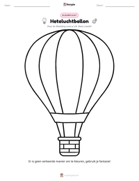 Heteluchtballon afdrukbare werkblad voorbeeld