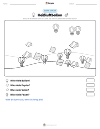 Heißluftballon druckbare Arbeitsblatt Vorschau