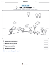 Hot Air Balloon printable worksheet preview