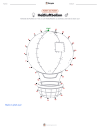 Heißluftballon druckbare Arbeitsblatt Vorschau