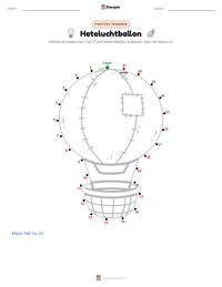 Heteluchtballon afdrukbare werkblad voorbeeld