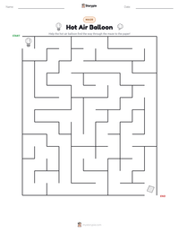 Hot Air Balloon printable worksheet preview