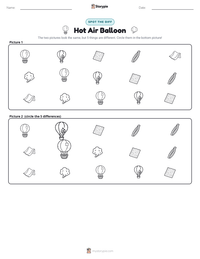 Hot Air Balloon printable worksheet preview