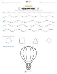 Heißluftballon druckbare Arbeitsblatt Vorschau
