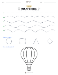 Hot Air Balloon printable worksheet preview