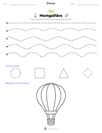 Aperçu de la feuille de travail imprimable Montgolfière