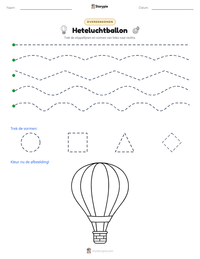Heteluchtballon afdrukbare werkblad voorbeeld
